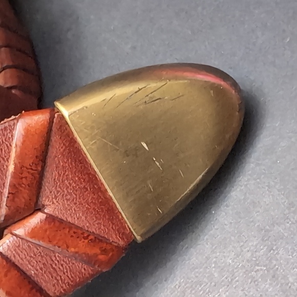 CALE Men's Full Grain Boho/Western Brown Woven Leather Belt,42. - Picture 3 of 10